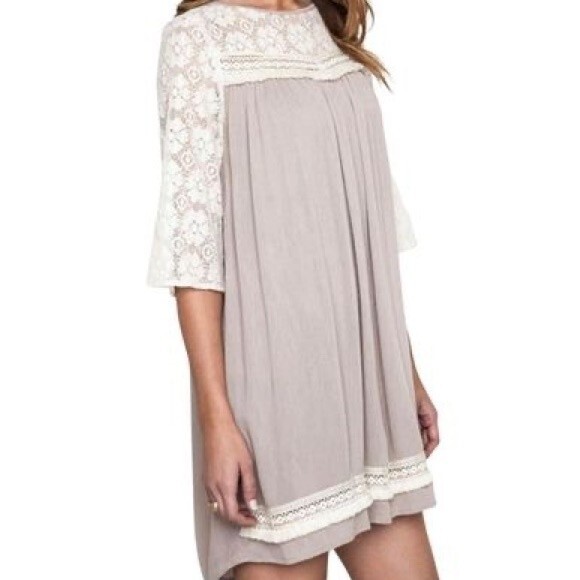 Umgee mocha and lace boho dress size medium - Picture 2 of 10